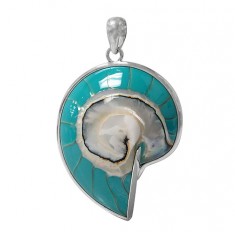 Green Shell Pendant, Sterling Silver